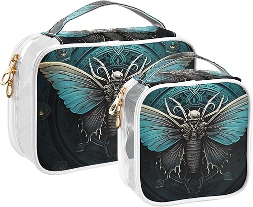 Miniatura 2 de Y2k 21215163 - Neceser de aseo transparente con mariposa gótica para viajar, paquete de 2 bolsas de cosméticos de maquillaje con cremallera, bolsa