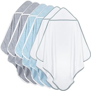 Chumia 6 Pack Baby Hooded Towels Baby Bath Towel Absorbent Soft Hooded Towel for Babies Shower Essentials Hooded Baby Towels Baby Towels Washcloths for Boy Girl Infant Shower Towel