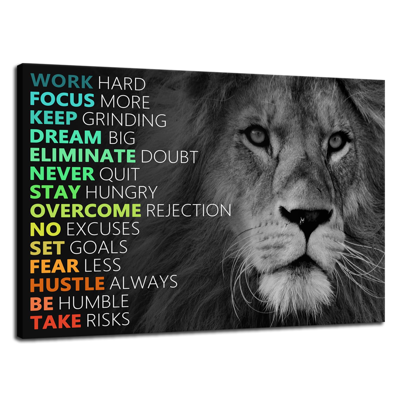 Inspirational Canvas Wall Art Motivational Wall Decor Lion Posters Framed Paintings for Office Living Room Bedroom Wall Decorations Pictures Animal Poster Prints Artwork Wall Decor<12 x 18 inch> — image 1