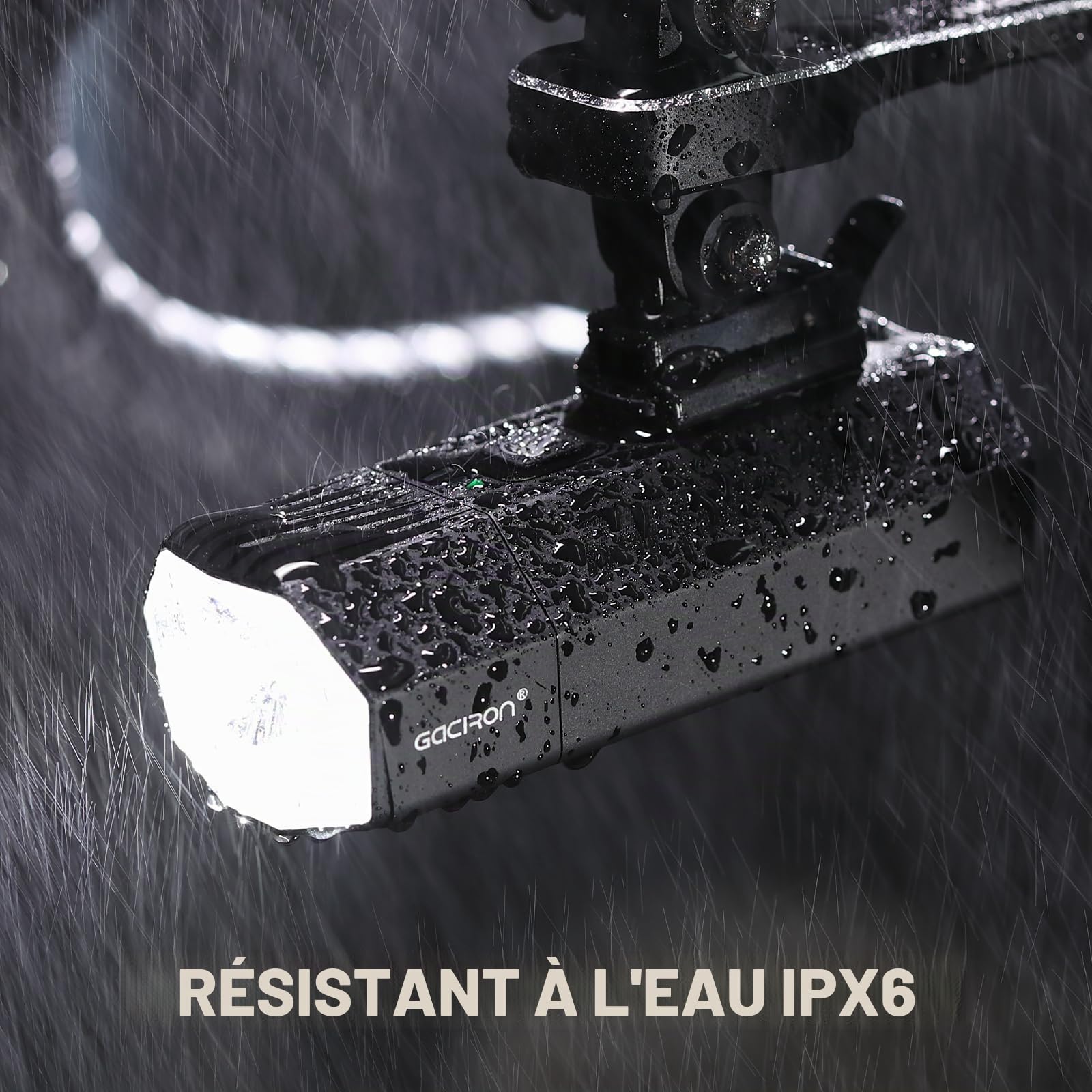 Gaciron Raptor Lumière vélo avant, design optique avec faisceau haut et faisceau bas, télécommande sans fil, lumière avant puissante LED avec fonction d'énergie mobile, lumière vélo en aluminium