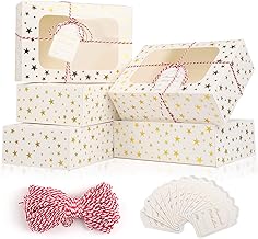 24 PCS Christmas Cookie Boxes for Gift Giving, 9x6x3 Golden Star Christm...
