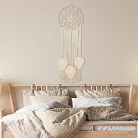 Nice Dream Makramé Álomfogó - Nagy Méretű Boho Falidísz Rojtokkal, Kézzel Készített Tollas Dekoráció Otthonra, Hálószobába, 80 cm 2