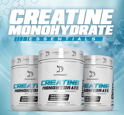 Miniatura 6 de DRAGON PHARMA Monohidrato de creatina, ayuda a la recuperación muscular, suplemento posentrenamiento, apoyo antioxidante (60 porciones, sin sabor)