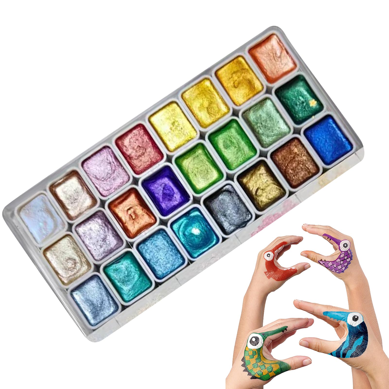 Amazon.co.jp: 固形水彩絵の具 メタリック 水彩画セット 24色セット