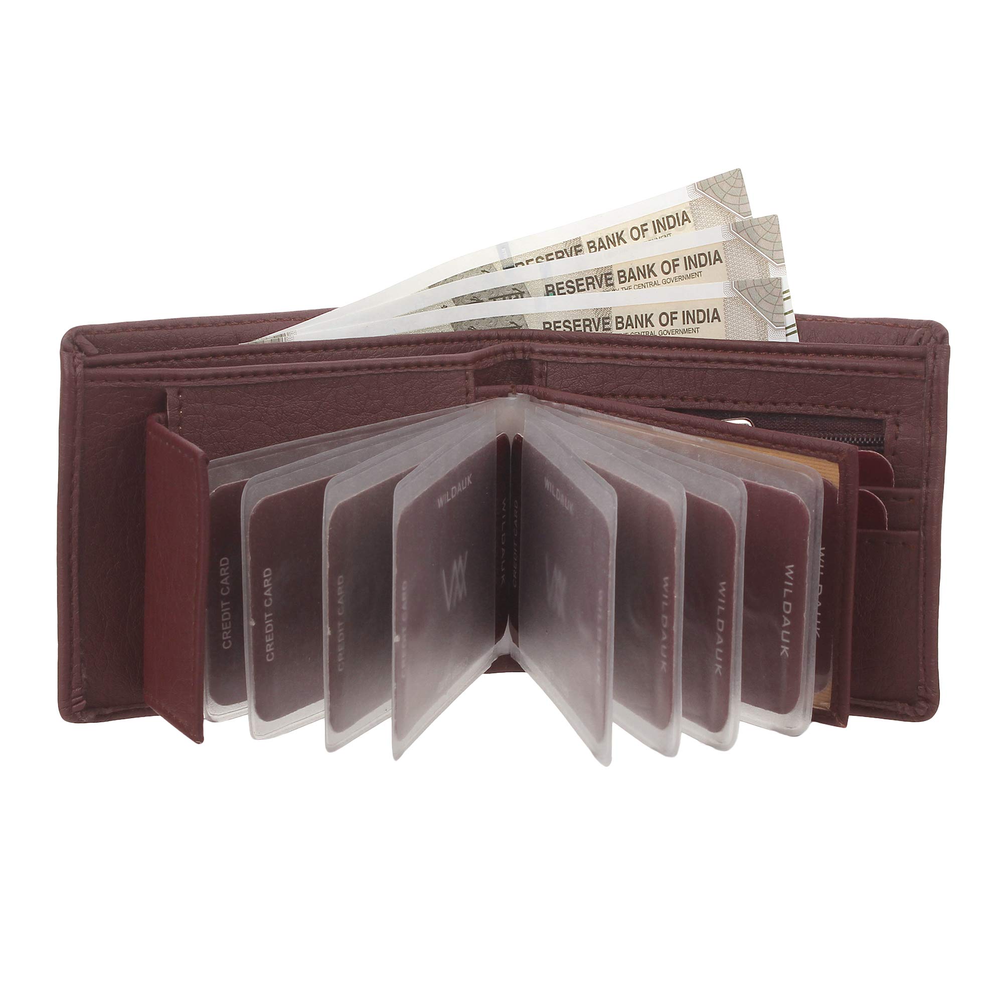 Men Artificial Leather Wallet (Brown 10 Card Slots)-image-41