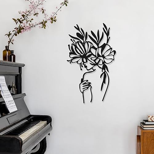 Vista 2 de Photect 3 Pcs Metal Wall Art Decor Minimalist Abstract Woman metal Modern Line Drawing Wall Art Decor Female Single Line Home Hanging for Bedroom