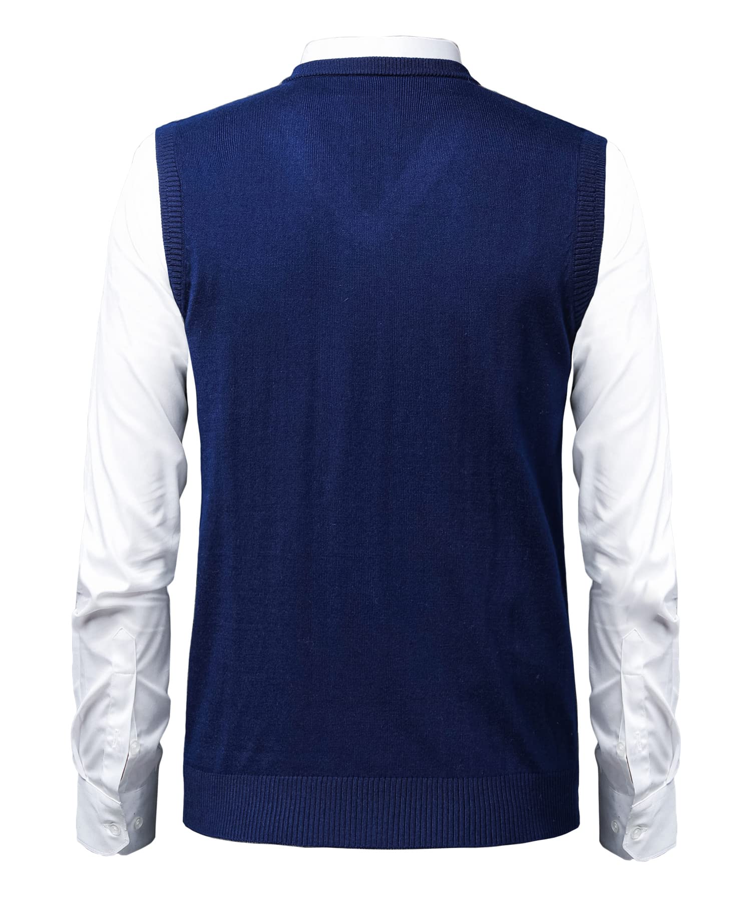 Suéter Chaleco V-Cuello para Hombre Patrón de Diamante Jersey de Cárdigan Lana sin Mangas Cuadros Chaqueta De Punto Jerséis de Invierno Otoño