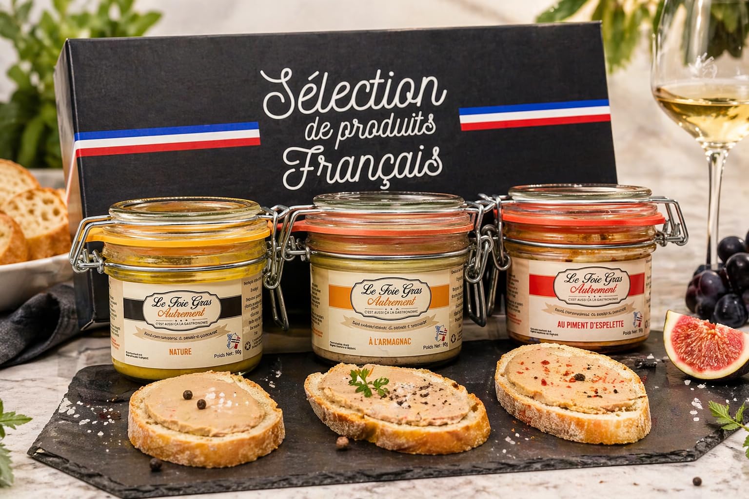 La Caja de las Maravillas Afrutadas 3 × 80 g – Trío de Foie Gras Enteros al Limón Confitado, Naranja y Manzana – Relais Gourmet | Artesanal Francés | Ideal para Estuches y Regalos Gourmet