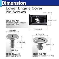 Vista 2 de Kit de tornillos de pasador de cubierta inferior del motor, 90674/90673-TY2-A01 90105-TBA-A00 pernos de protección contra salpicaduras y sujetadores