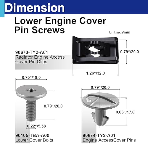 Miniatura 2 de Kit de tornillos de pasador de cubierta inferior del motor, 9067490673-TY2-A01 90105-TBA-A00 pernos de protección contra salpicaduras y sujetadores