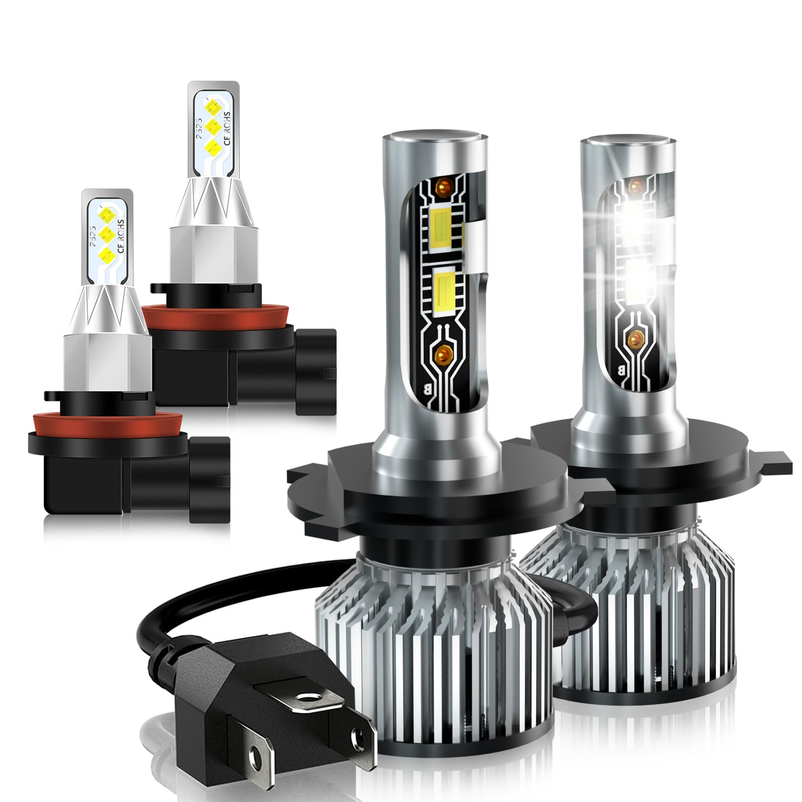 ZYRALUX Compatible For Toyota Tundra 2014 2015 2016 2017 2018 2019 2020 2021 High Low Beam Fog Light Bulbs,600% Brightness 6500K White with Cooling