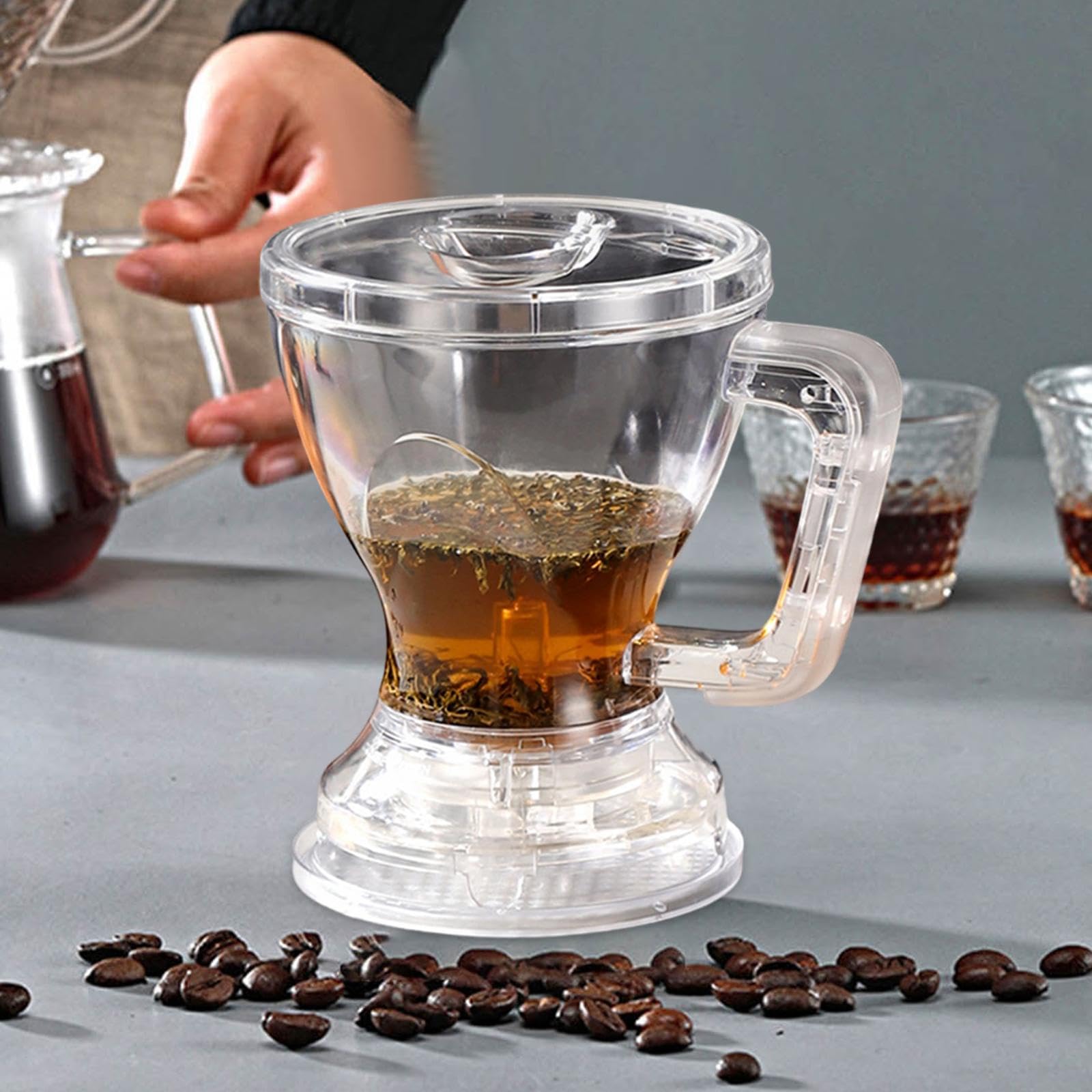 Gralara Taza de Café con Gotero para Verter, Fácil de Limpiar, Portátil, Ligera, Accesorio para Viajes, Senderismo Y Camping, Blanco, Individual
