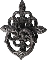 Bolifish Black Antique Cast Iron Door Knocker - Gothic Petal Leaf Design, Rustic Front Door Handle for Farmhouse, Garden Gates (7.8x7.8in)