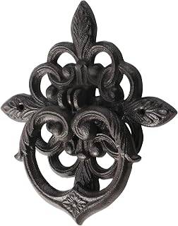 Bolifish Black Antique Cast Iron Door Knocker - Gothic Petal Leaf Design, Rustic Front Door Handle for Farmhouse, Garden Gates (7.8x7.8in)