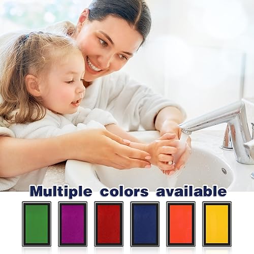 Miniatura 5 de Outus 6 almohadillas de tinta reutilizables para huellas de bebé, almohadilla de tinta de huellas de manos, almohadilla de tinta no tóxica, sello de
