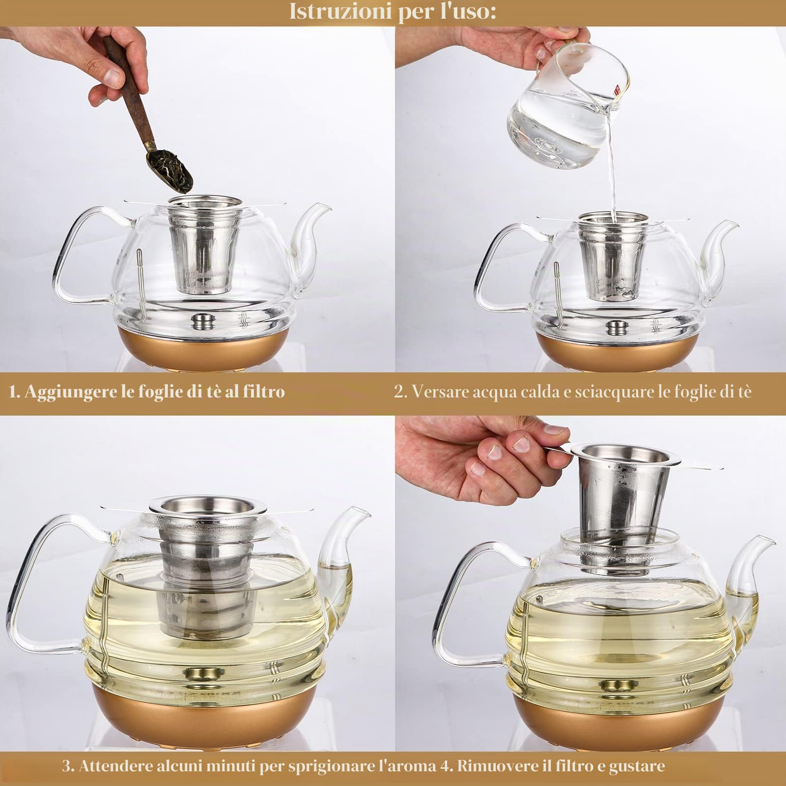 2pc Filtro per tè in Acciaio Inox con Coperchio, infusore per tisane, infusione, per the sfuso,colino/Tazza/Teiera/Bollitore