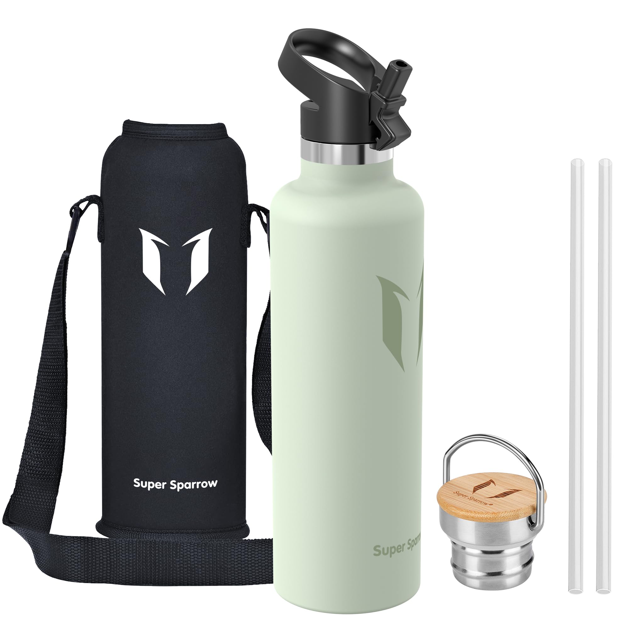 Super Sparrow Borraccia Termica - Bottiglia Termica Senza Perdite - 350ml/500ml/620ml/750ml/1L - Senza BPA Borracce Bambini - Per Scuola, Sport, Campeggio, Palestra, Ciclismo - Con 2 Tappi