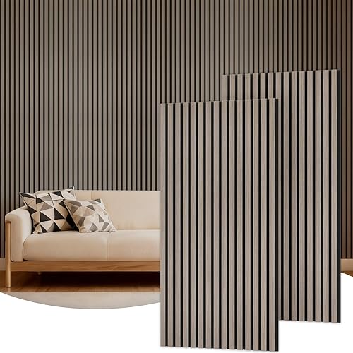 Miniatura 10 de TONOR Paneles acústicos de madera para decoración de pared interior, paquete de 2 paneles acústicos de listones de madera de 47.2 x 23.6 pulgadas,