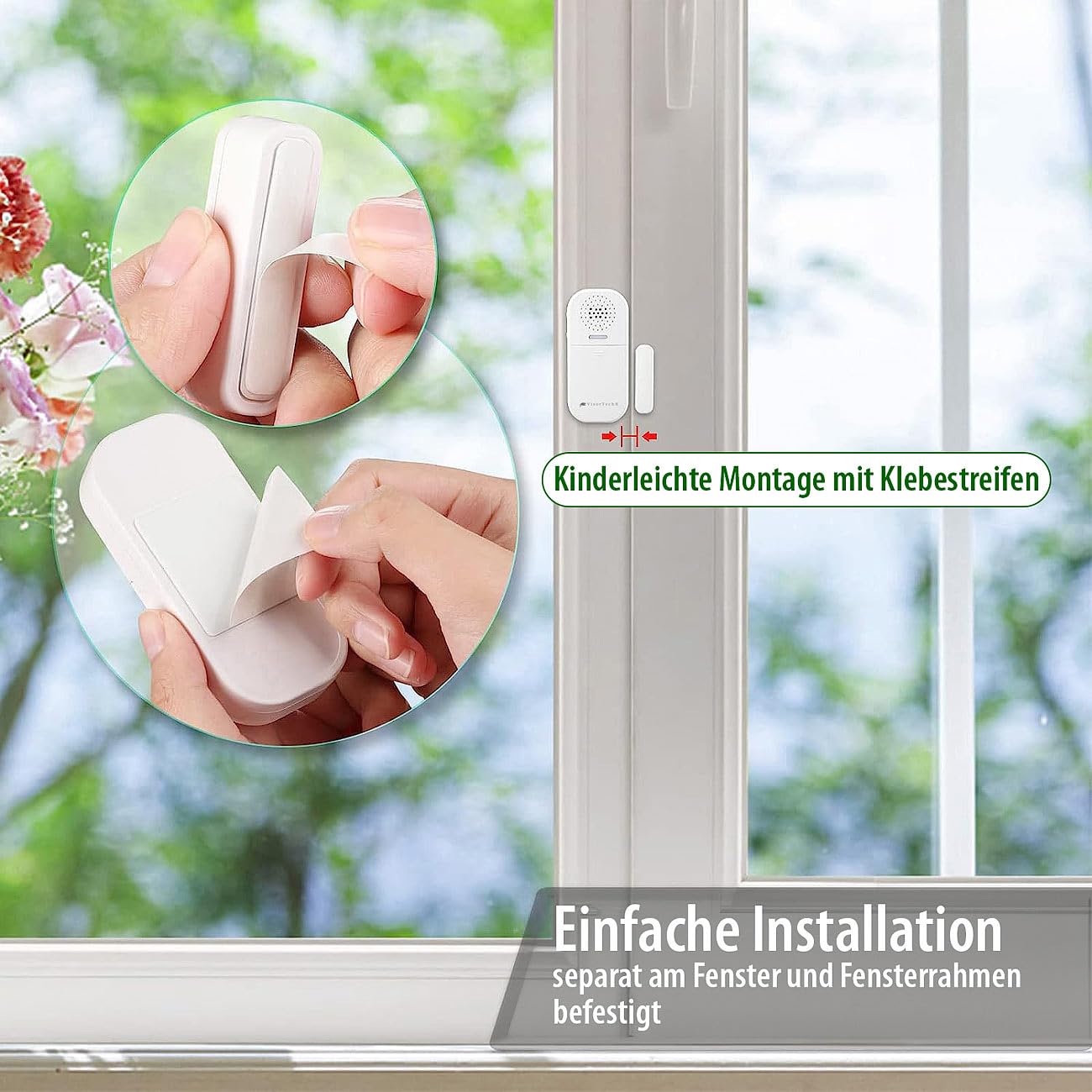 VisorTech Klingel kabellos: 4er-Set Mini-Alarmanlage & Türklingel mit 2 Sensoren, 130 dB (Tür Alarm System, Tür Alarm Systeme)