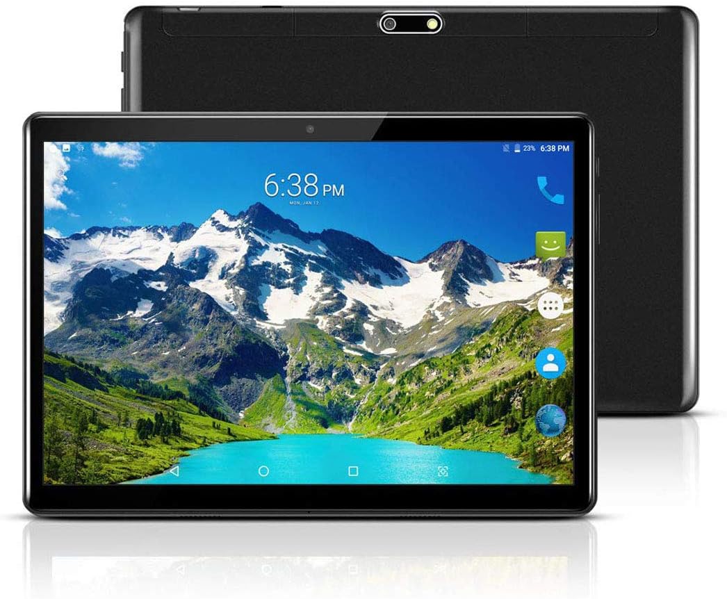 Android Tablet 10 Inch, Android 7.0 Nougat Unlocked Tablet PC, 3G Phablet with Dual SIM Card Slots, Google Certified, 4G+64GB, Dual Camera, WiFi, Bluetooth, GPS ,Netflix (Silver)