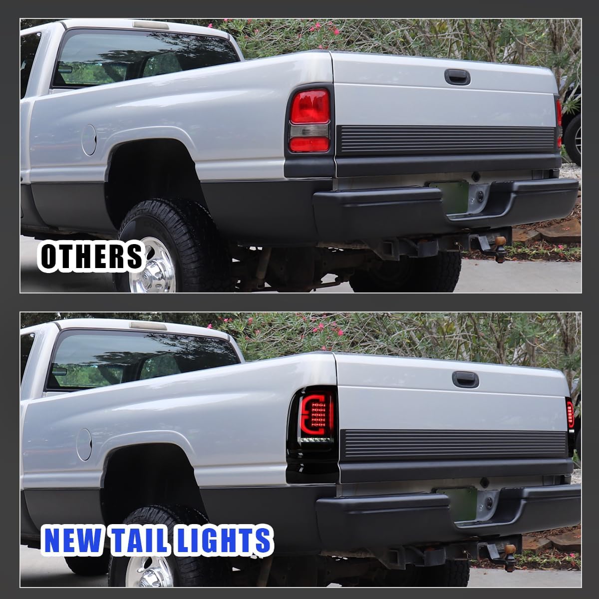 Nixon Offroad Led Tail Lights Assembly for 1994-2001 Dodge Ram 1500/1994-2002 Dodge Ram 2500/3500, Led Tail Lights Pair for 1995-2002 Dodge Ram 4000, Not Fit For Cab & Chassis Model (Smoke Lens)