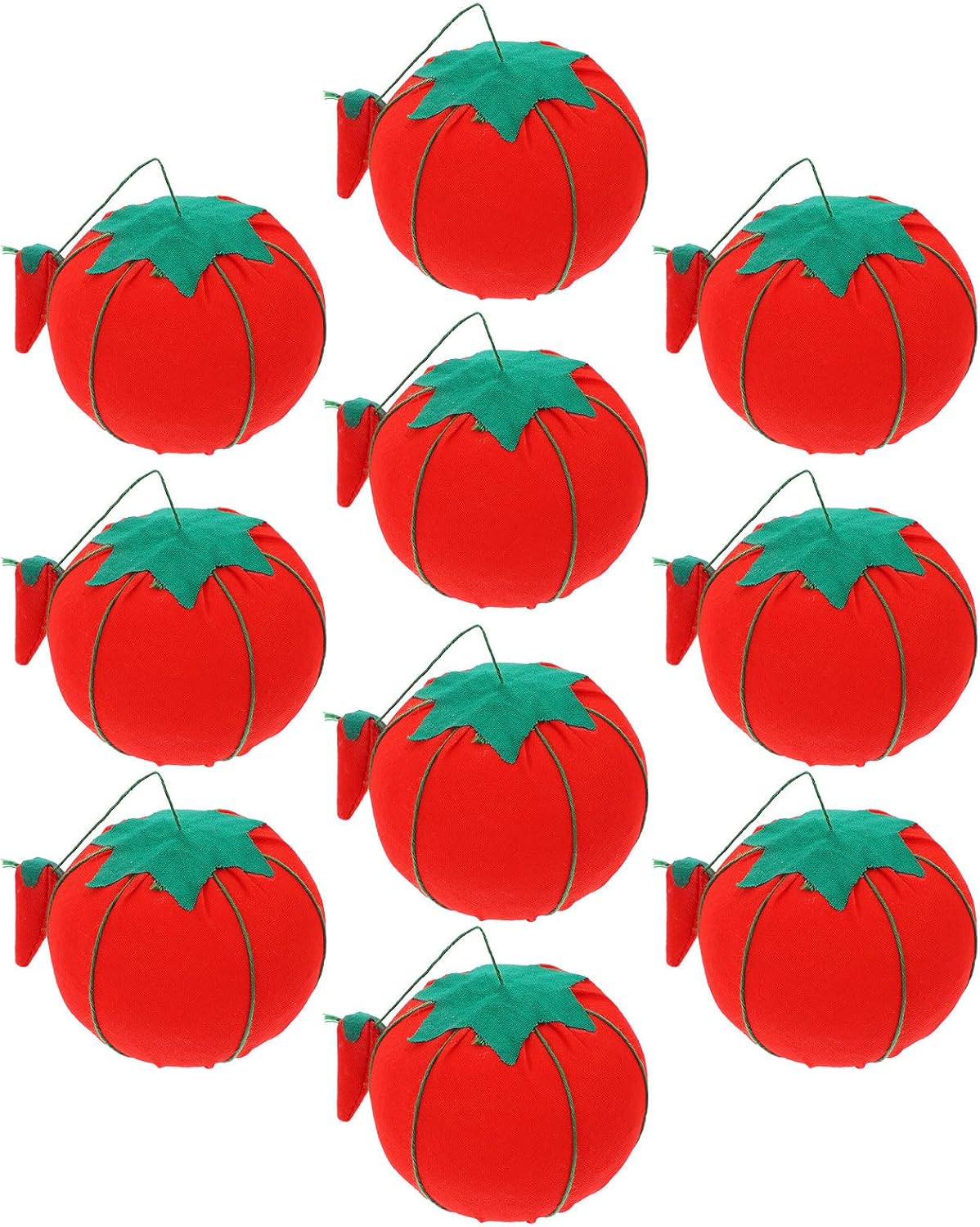 Tomato Pin Cushion for Sewing, Red Cloth Cotton 10 Pack