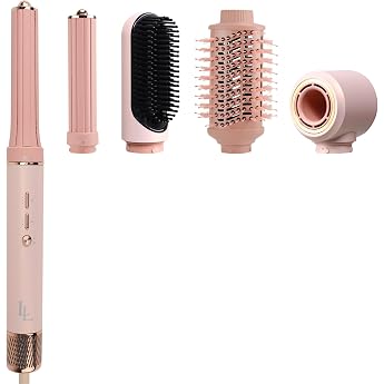 Hot Air Brush Hot Air Brush 6-in-1 Set Curling Brush Styling Brushes 135000 RPM Ionic High Speed Hair Dryer 1300W Pink Rose Gold