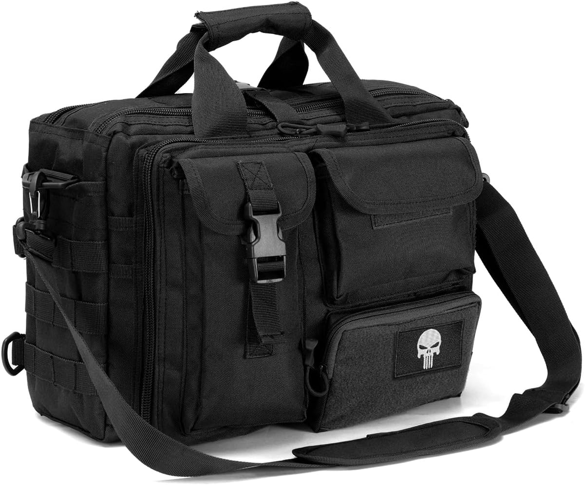 BAGZY Tactical Briefcase 14/15.6 Inch Laptop Bag Black,Tactical Messenger Bag for