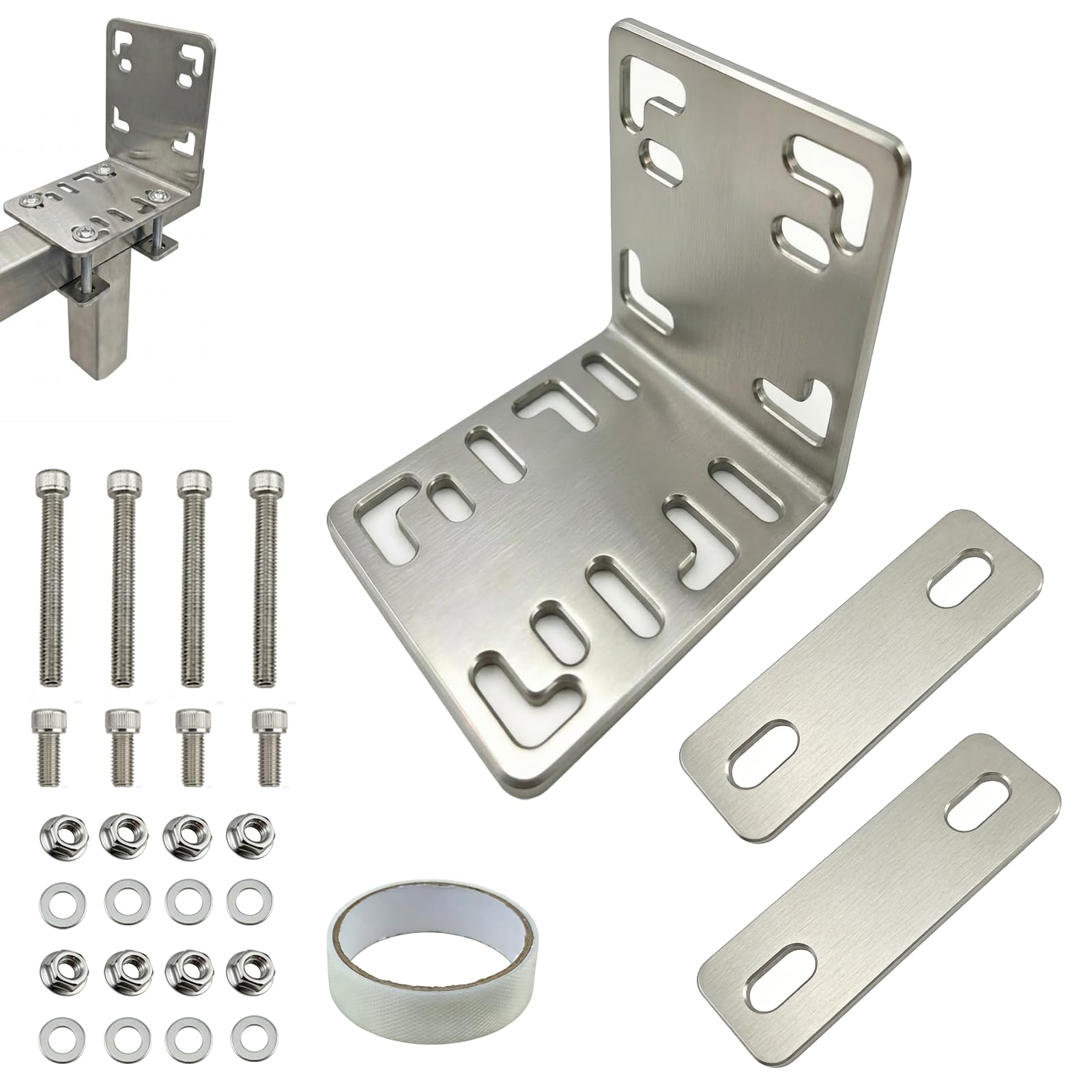 Balkonfächerhalter Adapter für Balkongeländer,Ohne Bohren,Halterung aus Edelstahl für Rundes Geländer, Befestigung für Balkonfächer und Seitenmarkisen bis 160 x 160 cm (Für Vierkantrohr)