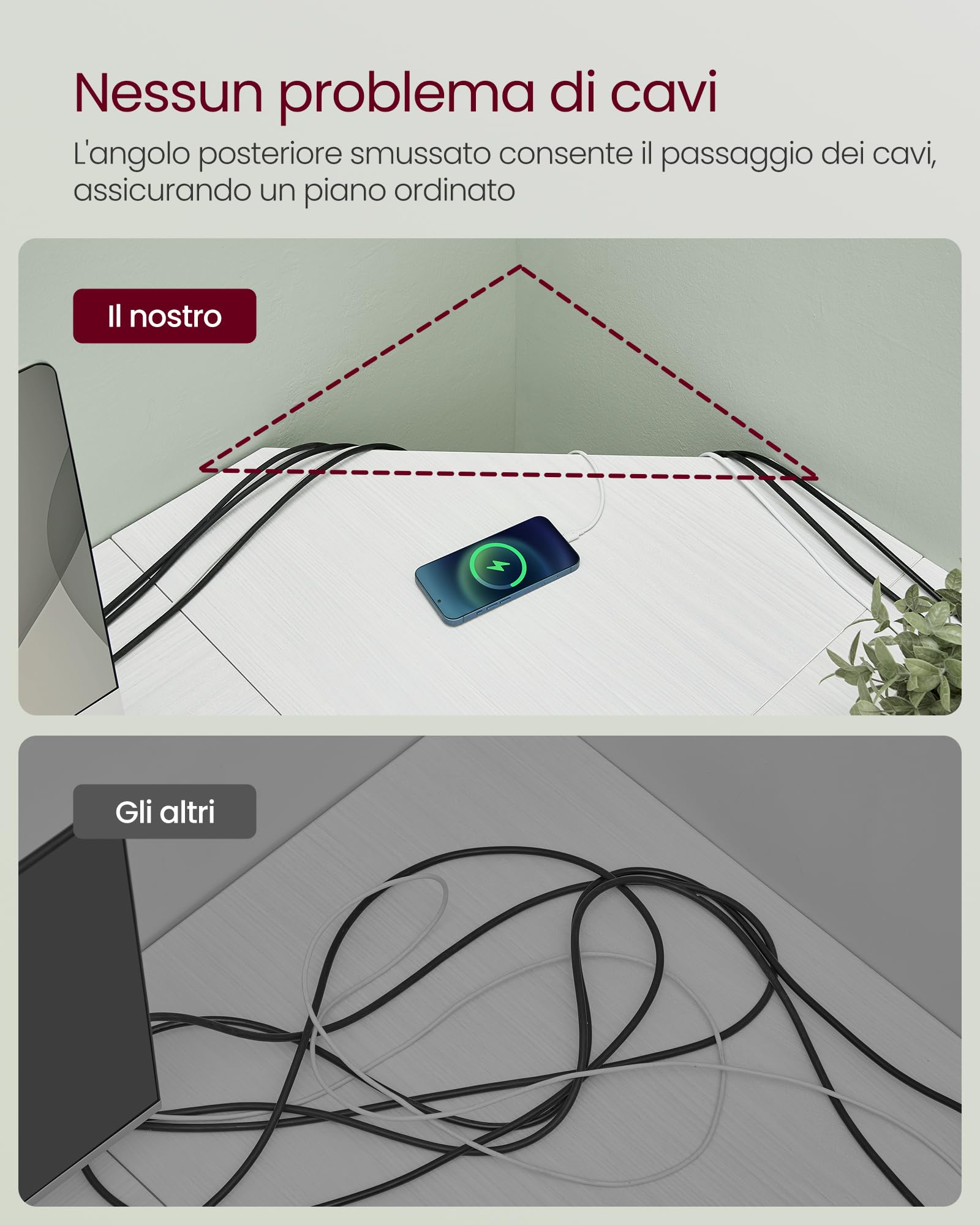 VASAGLE Scrivania Angolare, Scrivania per Computer a Forma di L, 149 x 149 x 76 cm, per Ufficio Studio Gaming, Bianco Acero LWD073W01