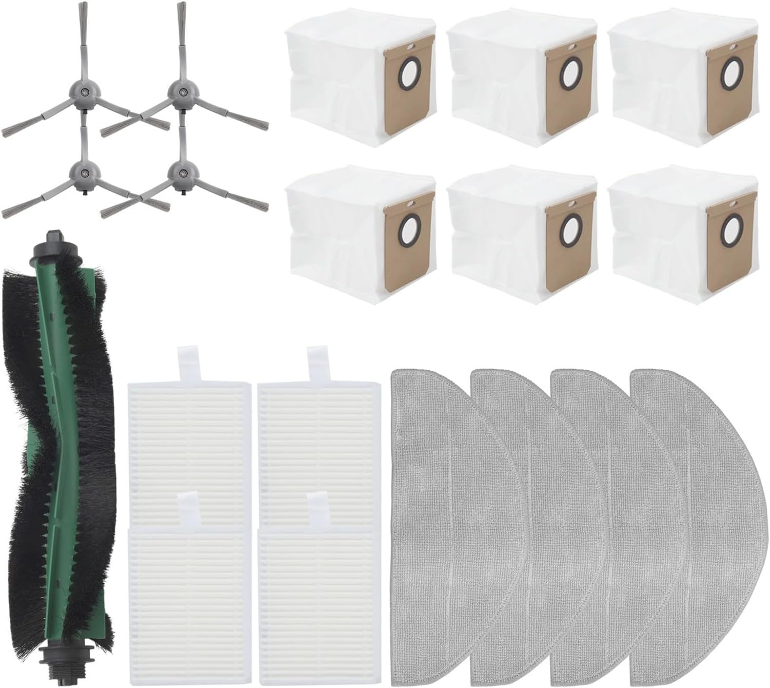 Main Brush, Side Brushes, Filter and Mop Pad Replacement Kit for Cecotec Conga 7490, Ultimate Home, X-Treme & Genesis Robot Vacuums, 13-Piece Set