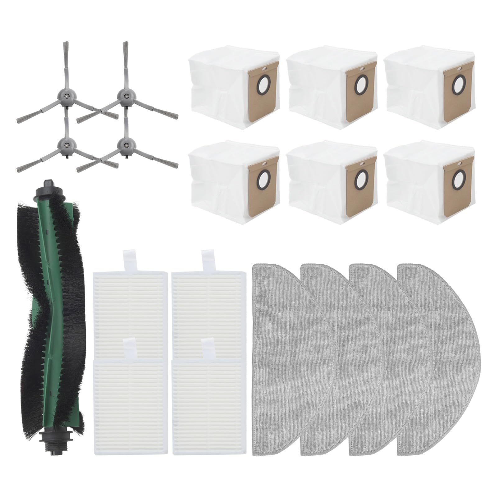 Kit de piezas de repuesto para Cecotec Conga 7490, cepillo principal, cepillos laterales, filtros, almohadillas de fregona y bolsas de polvo