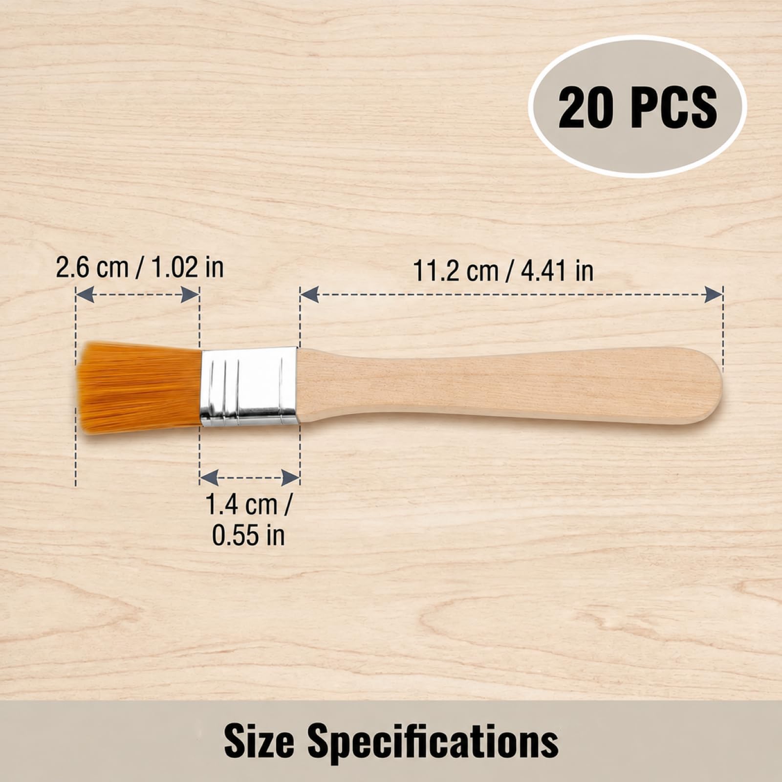 20 Stück Kleine Flachpinsel Set, kleine Pinsel 13,8 cm, Nylon Borstenpinsel mit Holzgriff und Aluminiumzwinge, Lackierpinsel Malerpinsel für Farbe, Lack, Kleber, DIY, Basteln und Ausbesserungen