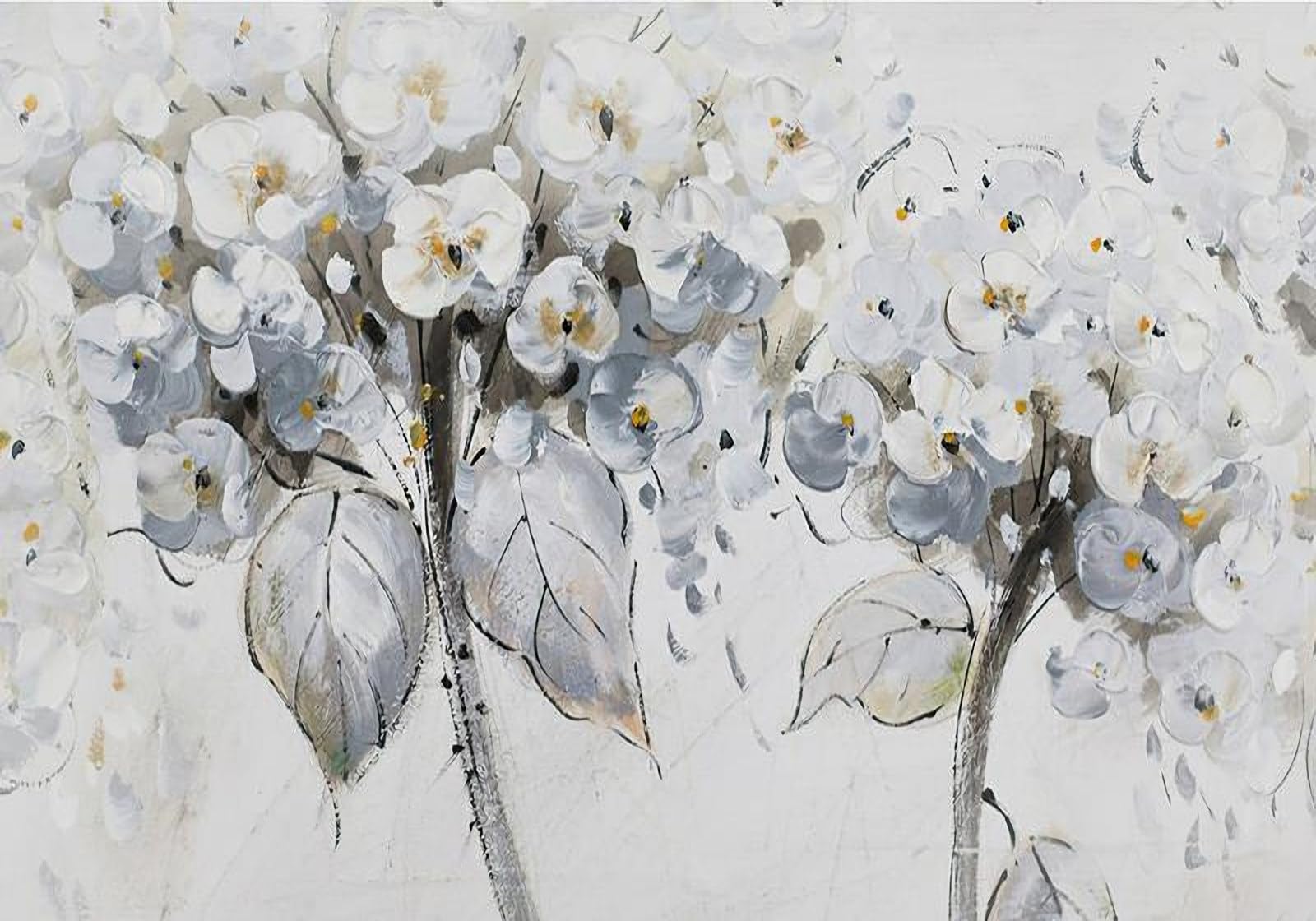 Tapisserie fleur de cerisier effet peinture à l'huile blanche 3D