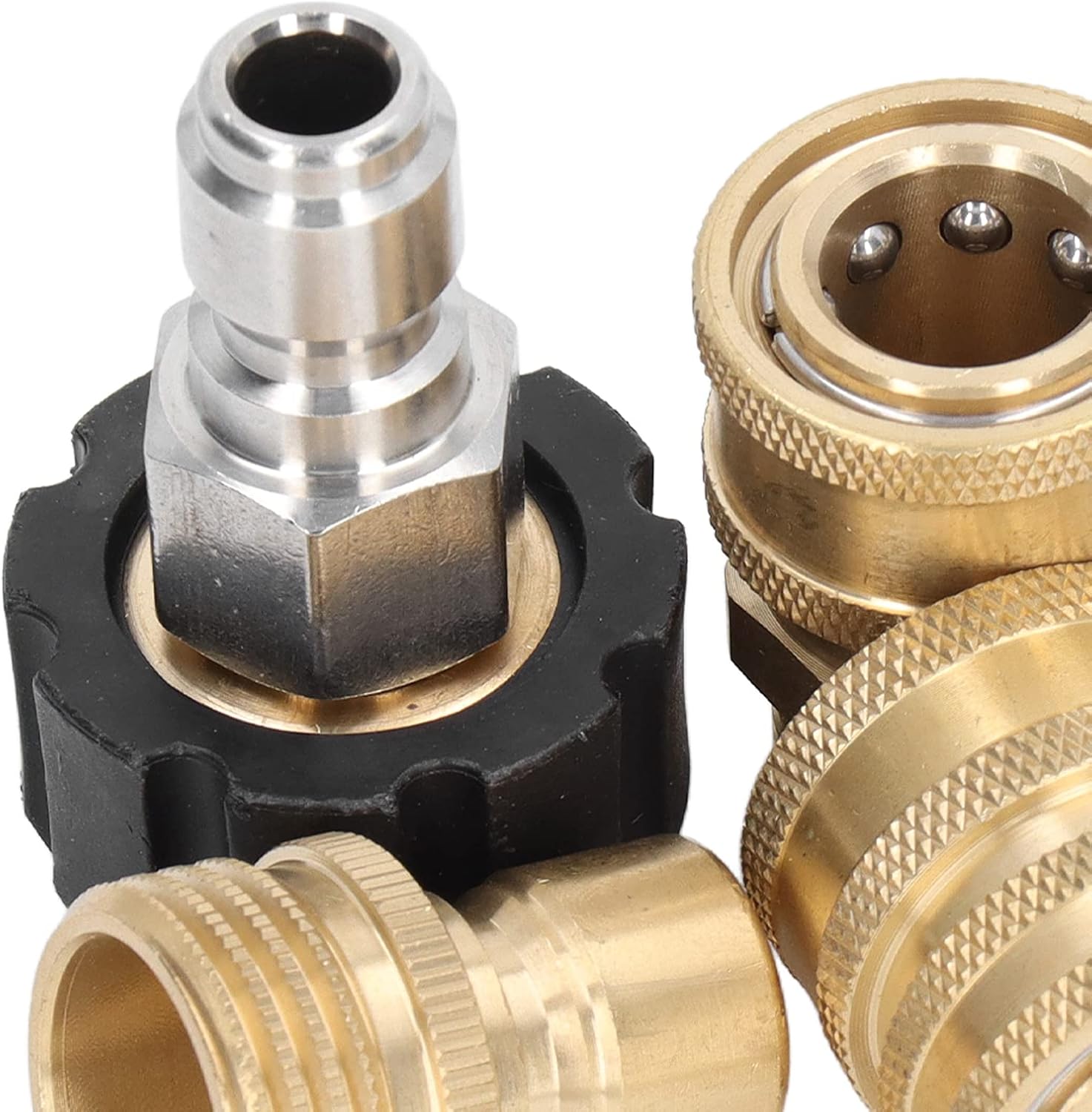 8PCS Pressure Washer Quick Coupler Adapter Set - Metal Fittings for Hose Pump Machine, 5000 PSI High Strength Rustproof