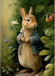 JATOK 5D Diamond Painting Kits for Adults Full Round Drill Rabbit Animal Embroidery Pictures Arts Paint by Number Kits Diamond Art Kits for Home Wall Decor 11.8x15.7in