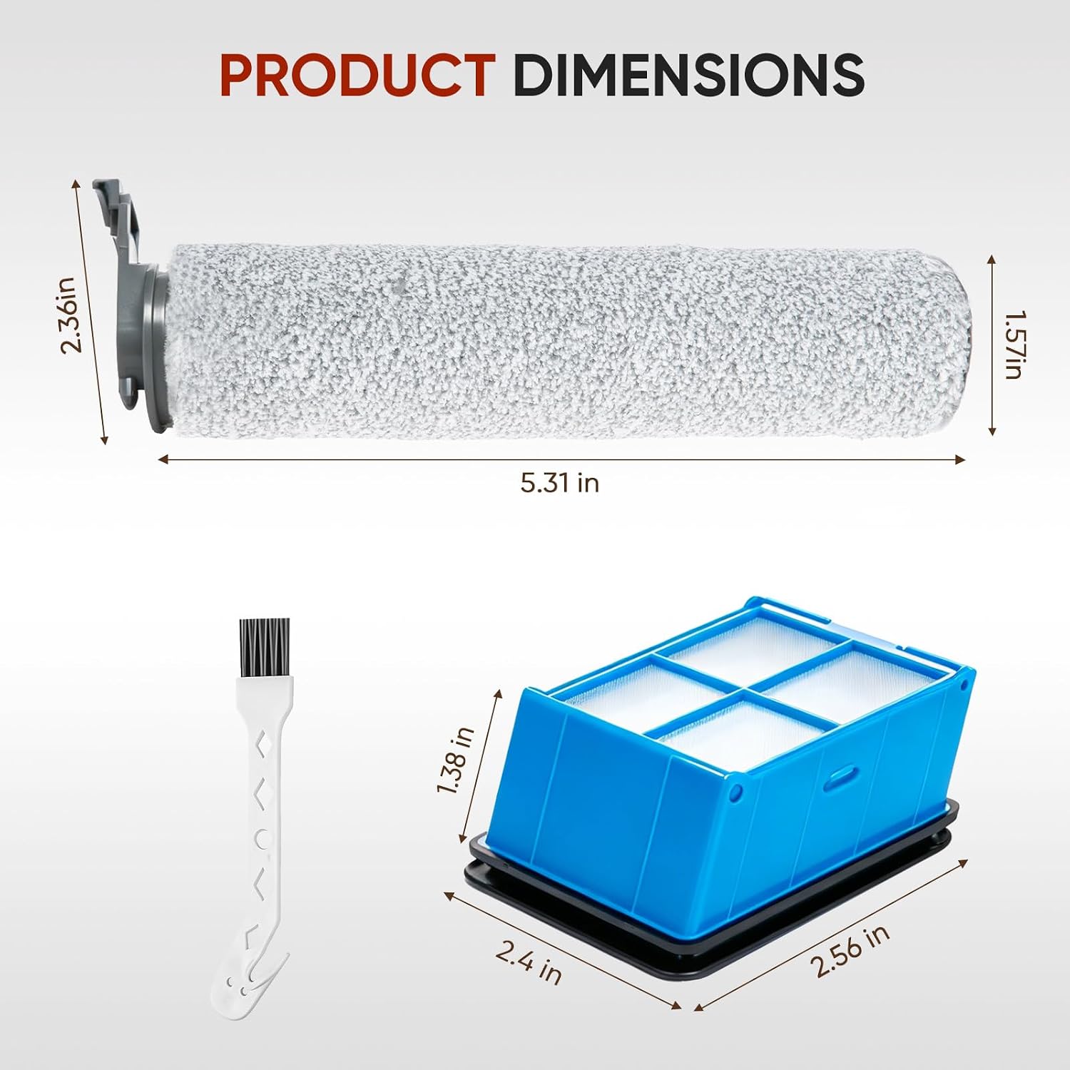 Replacement Parts Kit for Bissell CrossWave OmniForce 3882/3883 & OmniFind 3967F/3970F, Includes 2 Brush Rollers + 4 Filters, Tangle-Resistant Multi-Surface Vacuum Accessories
