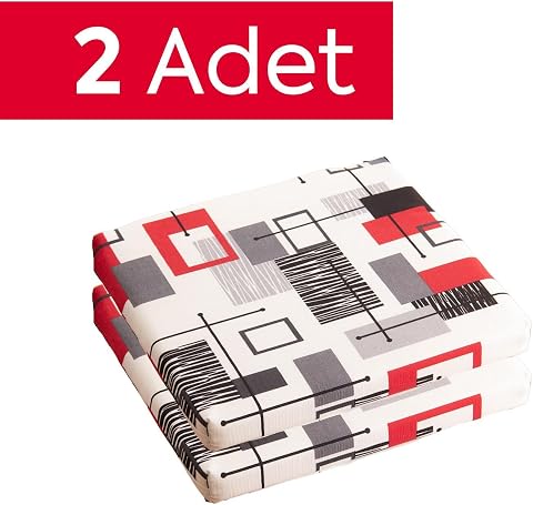 Homedius Sandalye Oturum Minderi Desenli 40x40x4 Bağcıklı Çıkarılabilir Kılıflı Çökme Yapmaz Siyah 2'li