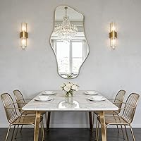 Vista 3 de Irregular Wall Mirror, 47"x25" Large Asymmetrical Mirrors with Gold Metal Frame, Cloud Shaped Mirror, Modern Abstract Mirrors for Living Room