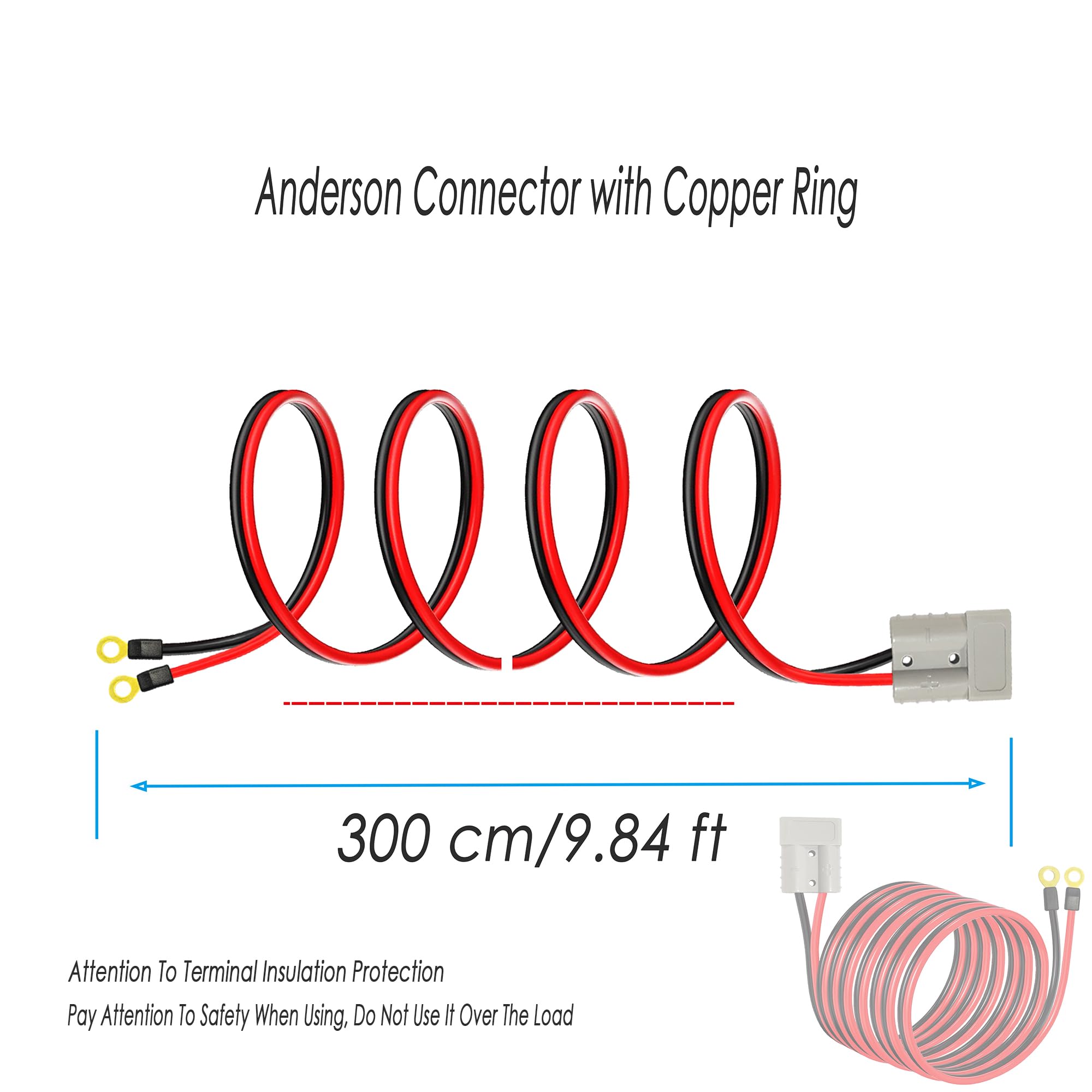 Anderson Starthilfekabel-Anschlusskabel, 50 A Akku-Schnellverbinder, mit 10 AWG, 3 m Kabel, Abschleppwinde, Schnellverbindungskabel (50 A Anderson)