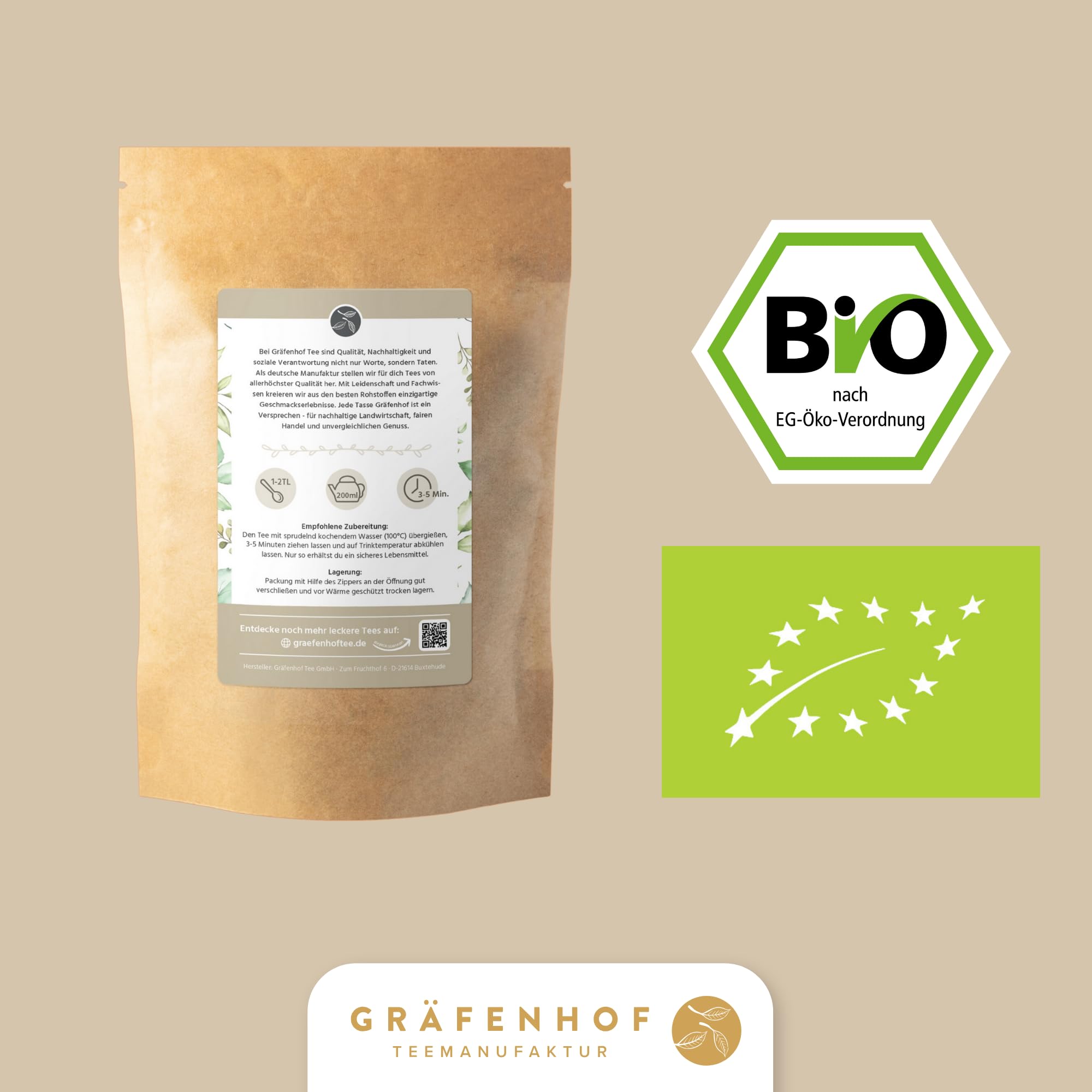 Darjeeling First Flush Bio Tee, 500g, (50+ Tassen) Premium loser Schwarztee, feinste blumige Note, ganze lose Blätter, direkt aus Indien, analysiert und geprüft, naturbelassen in DE abgefüllt