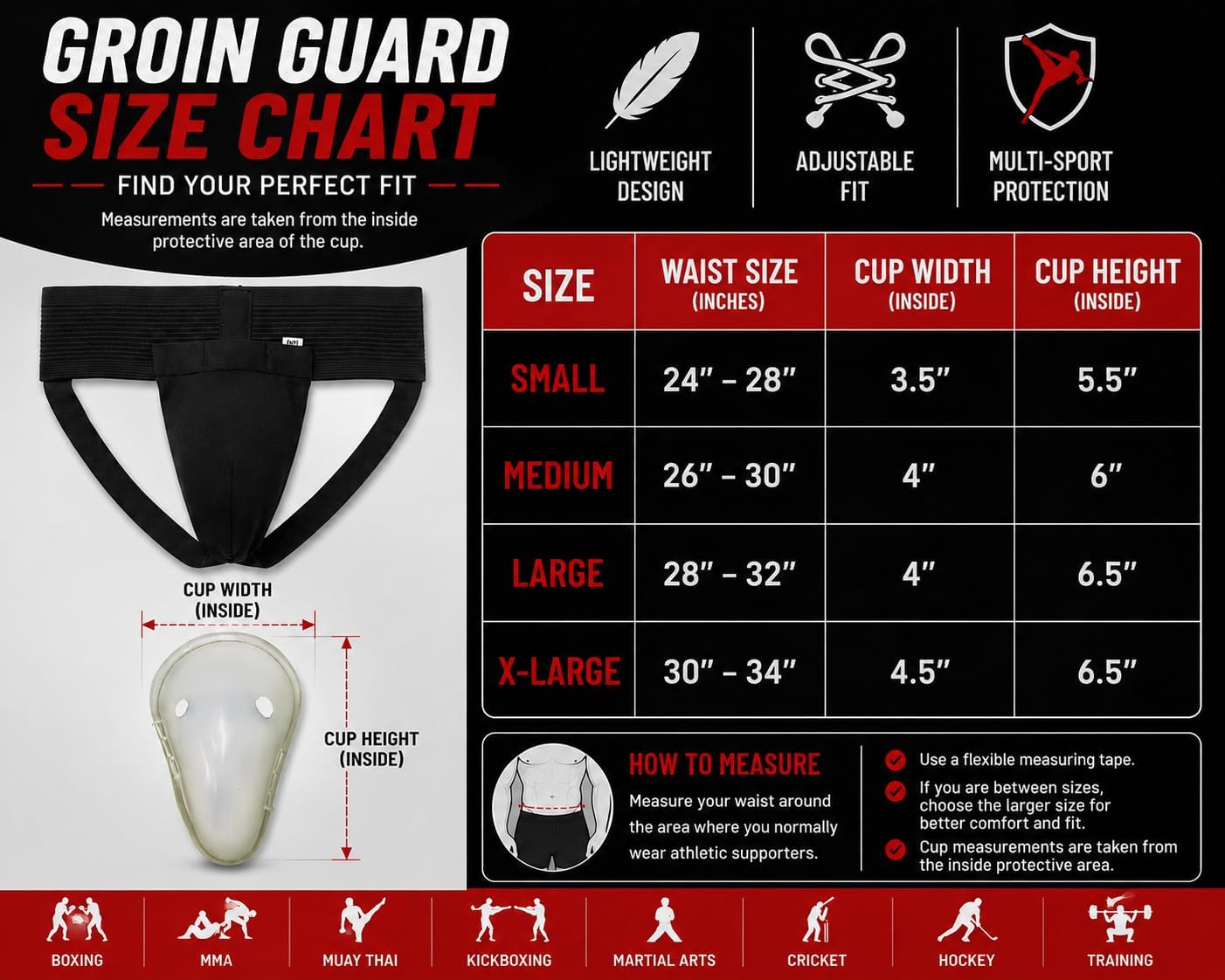 Groin Protector Cup for Men, Ventilated Athletic Supporter Groin Guard for Boxing, MMA, Muay Thai, Kickboxing, BJJ, Martial Arts & Combat Sports