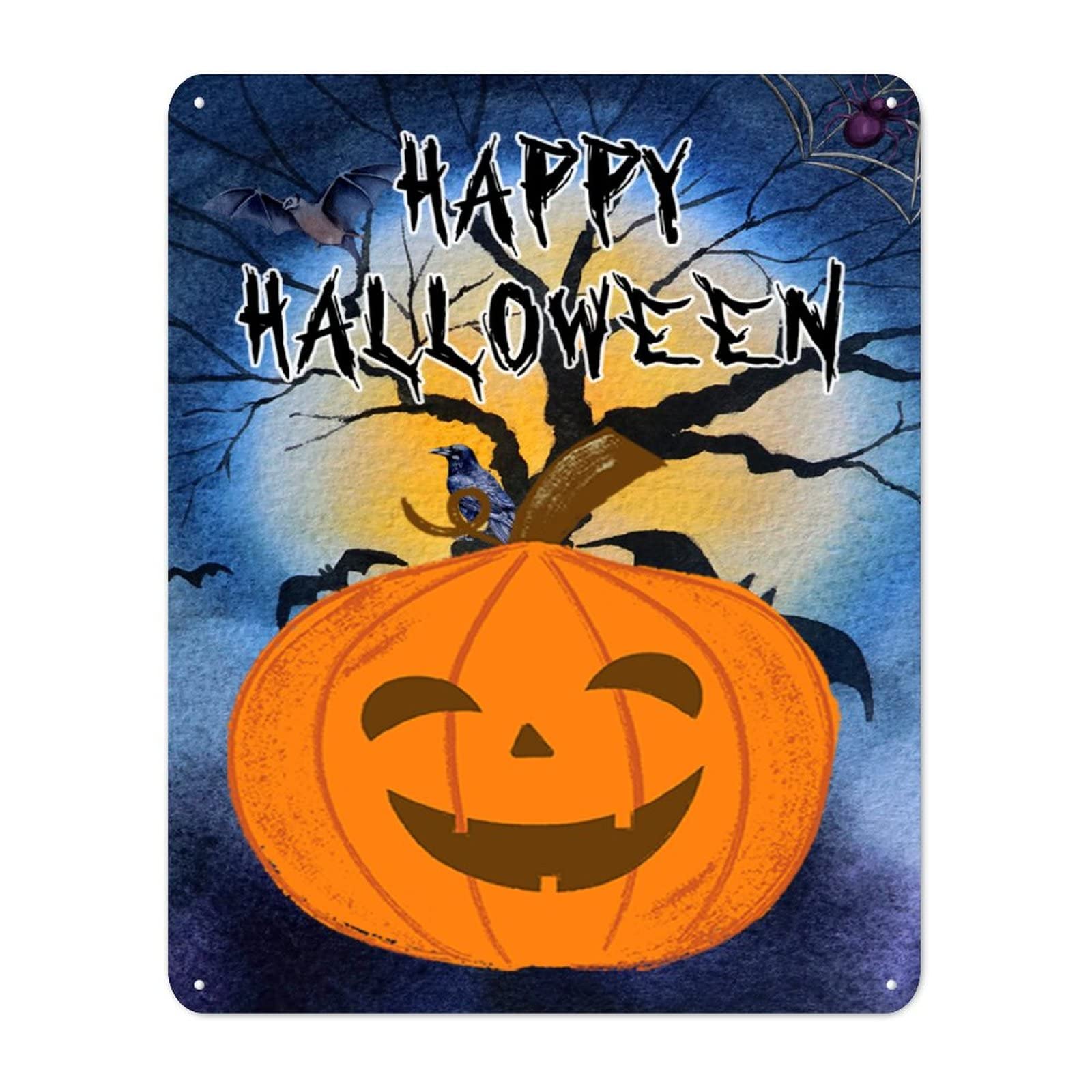Plaque en métal Halloween Pumpkin décoration murale rétro de 30x40 cm