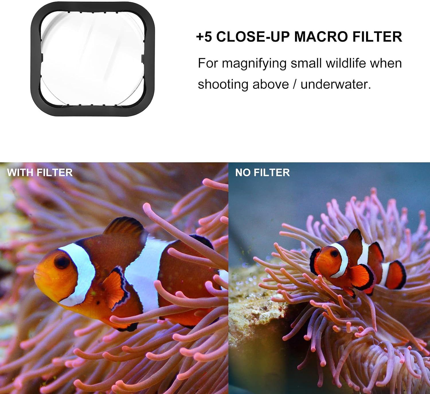 GEPULY 4 Pack Underwater Dive Filters for GoPro Hero 5 6 7 Black Hero 2018 Super Suit Waterproof Housing Case in Red, Light Red, Magenta, and 5X Close-up Filters for Underwater Color Correction