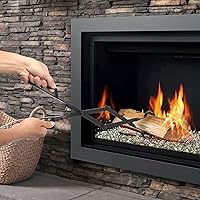 Vista 5 de Pinzas para Chimenea de 26", himaly Herramientas de Atizador para Chimenea de Acero de Hierro Forjado Resistente - Acabado Negro Resistente al