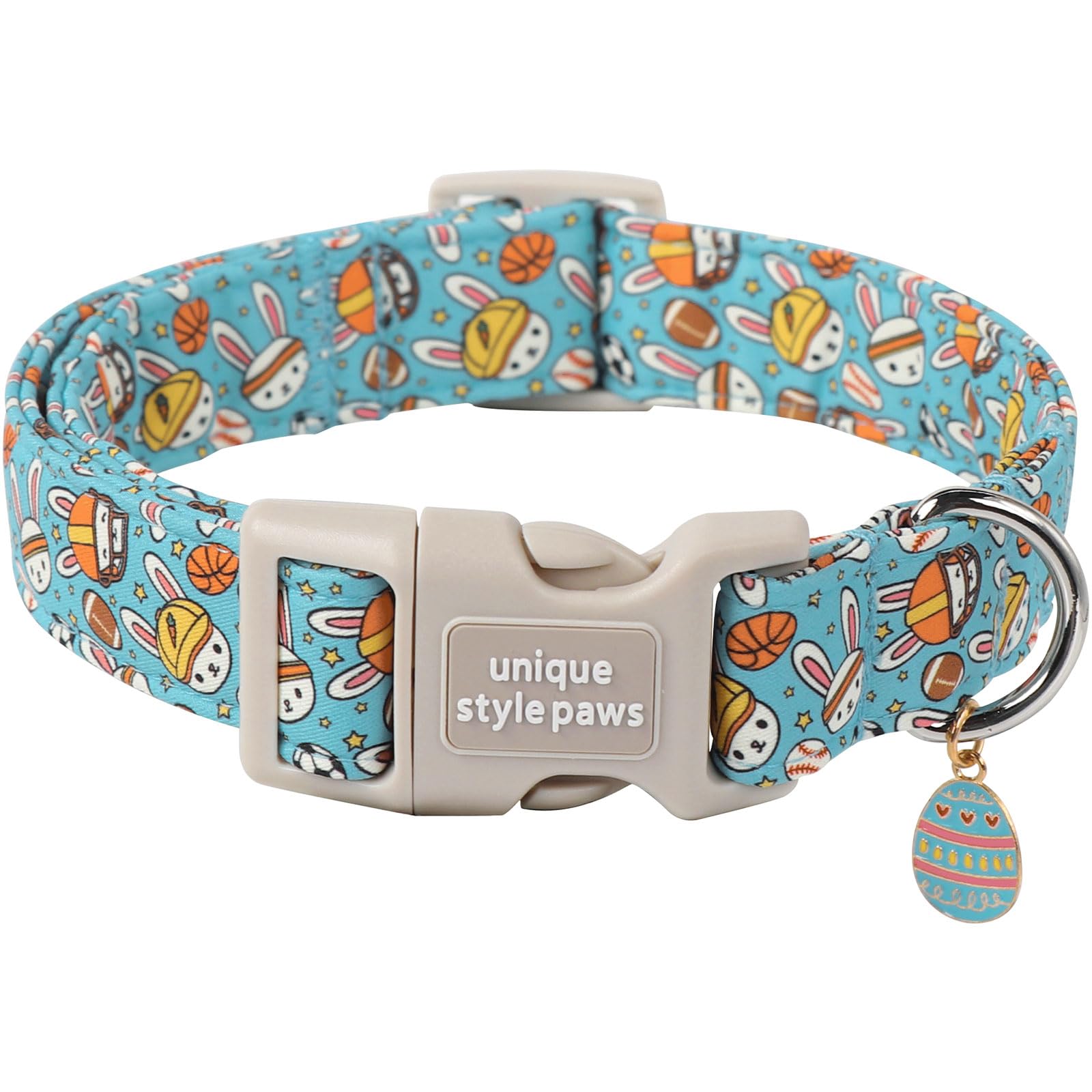 Unique style paws Easter Dog Collar Plastic Buckle Puppy Collar with Pendant Blue Sports Rabbit Ball Egg Puppy Collars for Small Medium Large Boys