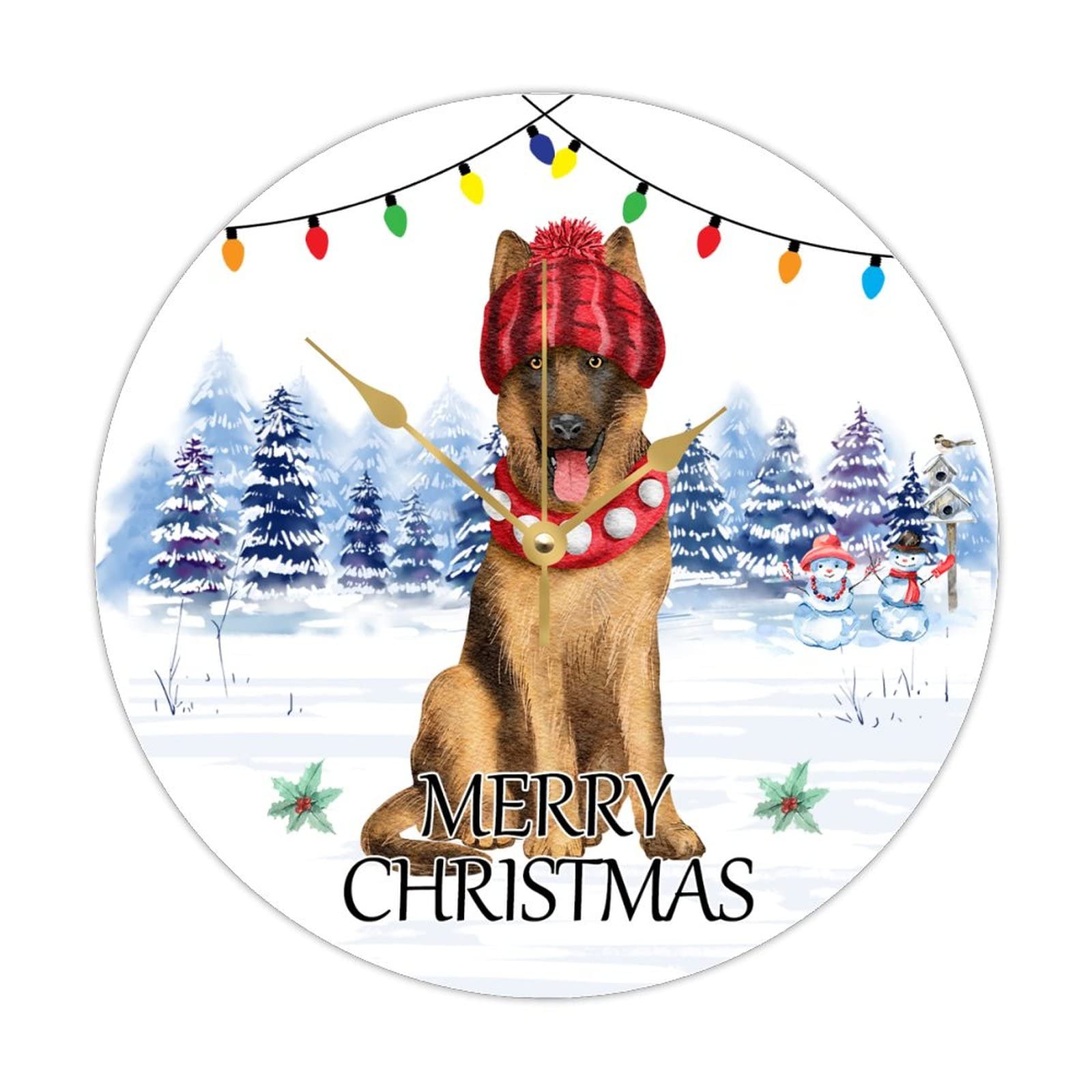 Horloge sans bruit pour chambre et salon avec motif en bois de Noel