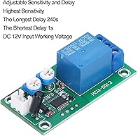 Vista 5 de Módulo de sensor de vibración, DC 12V Sensibilidad Interruptor de retardo de tiempo DIY alta sensibilidad Módulo de alarma