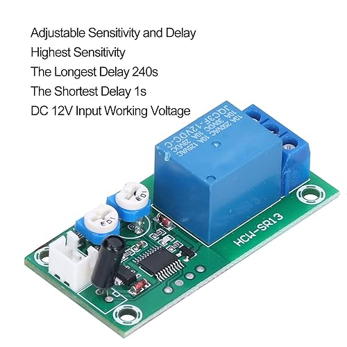 Miniatura 3 de Módulo de sensor de vibración, sensor de vibración DC 12V Sensibilidad Retardo de tiempo Interruptor de relé ajustable Módulo de sensor de alarma 10
