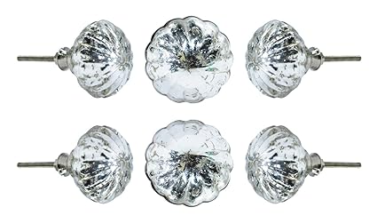 Set of 6 Cabinet Knobs Glass Gludecca Handmade Drawer Pull Diameter 2.0